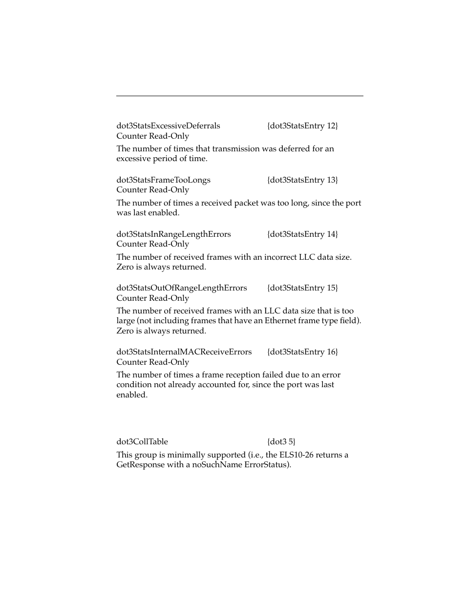 3 ethernet-like collision statistics group, Ethernet-like collision statistics group -5 | Cabletron Systems ELS10-26 User Manual | Page 85 / 170
