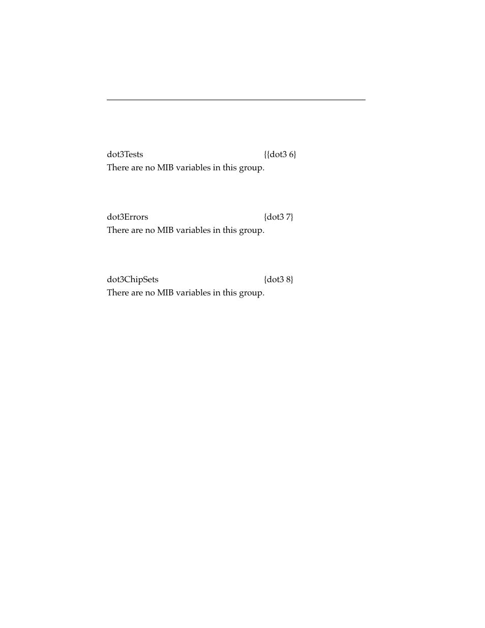 4 ethernet-like tests group, 5 ethernet-like errors group, 6 ethernet-like chipsets group | Ethernet-like tests group -6, Ethernet-like errors group -6, Ethernet-like chipsets group -6 | Cabletron Systems ELS10-26 User Manual | Page 86 / 170