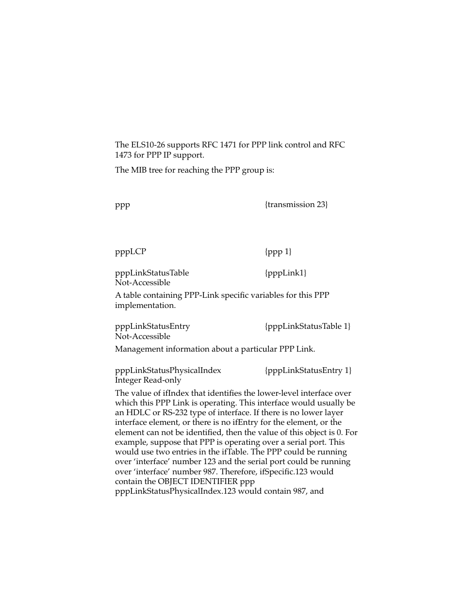 Ppp mib, 1 ppp link control table, Chapter 5 | Ppp link control table -1, Chapter 5 ppp mib | Cabletron Systems ELS10-26 User Manual | Page 99 / 170