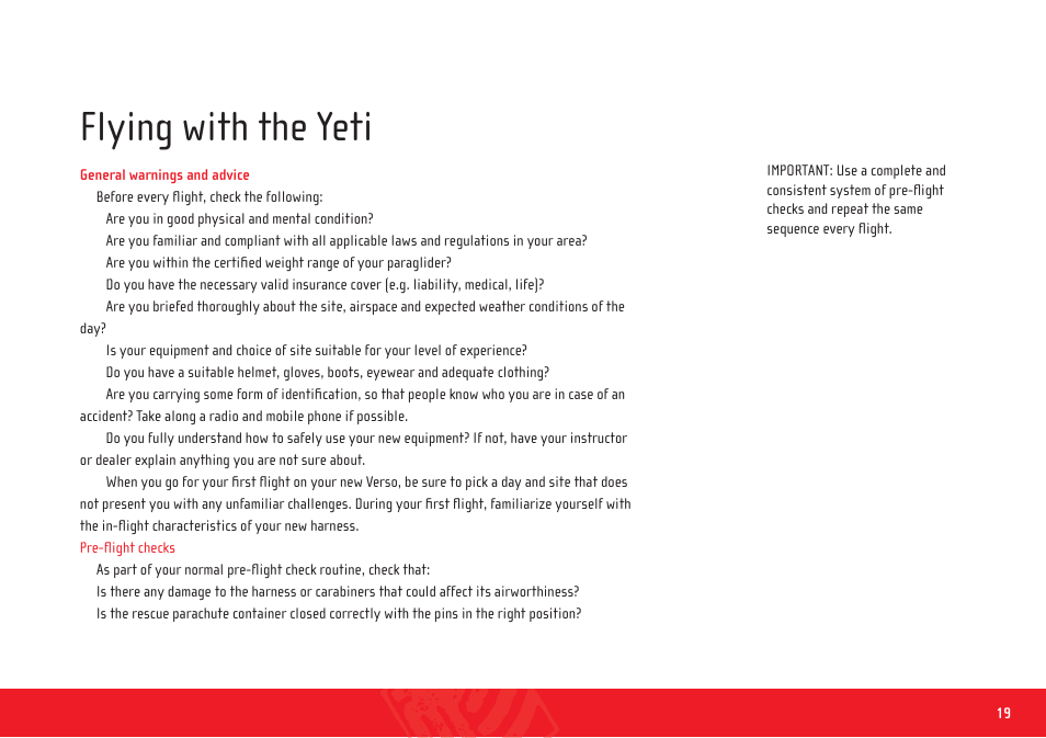 Yeti_harness_manual_en_19, Flying with the yeti | GIN Yeti xtrem User Manual | Page 19 / 29