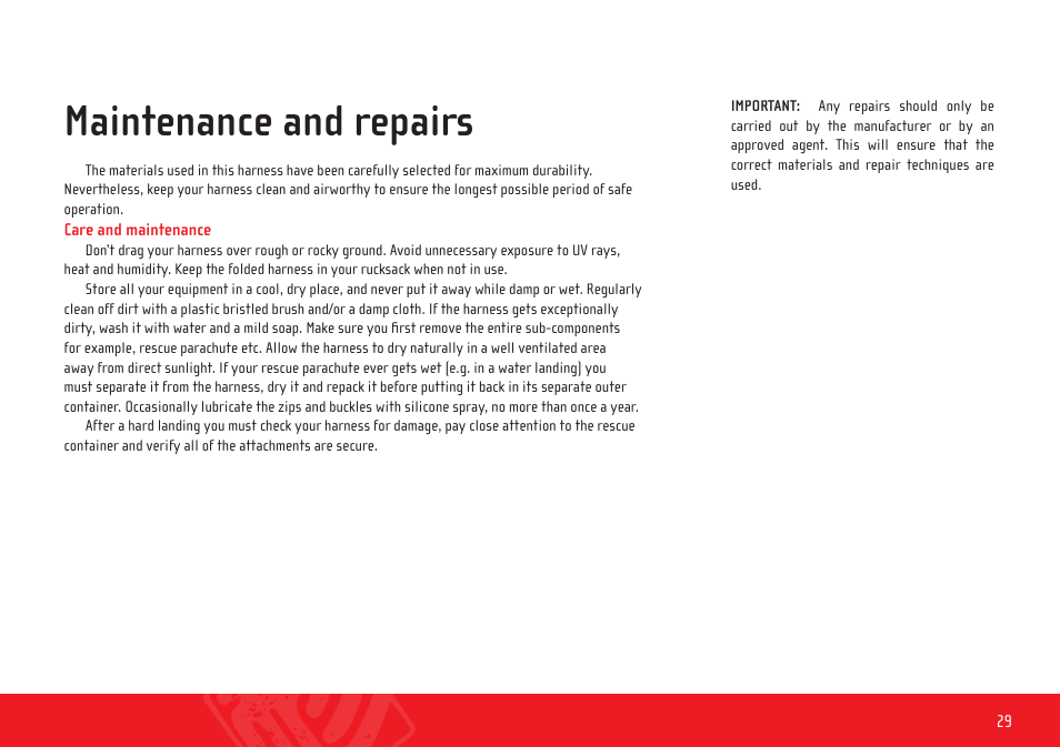 Maintenance and repairs | GIN Gingo Airlite User Manual | Page 29 / 36