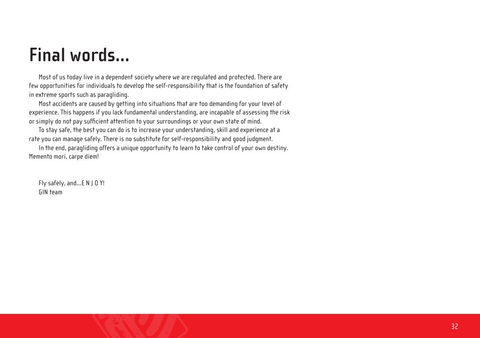 Final words | GIN Gingo Airlite User Manual | Page 32 / 36