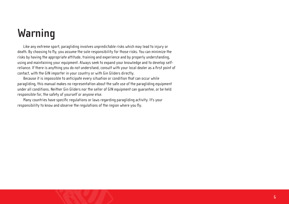 Warning | GIN Gingo Airlite User Manual | Page 6 / 36