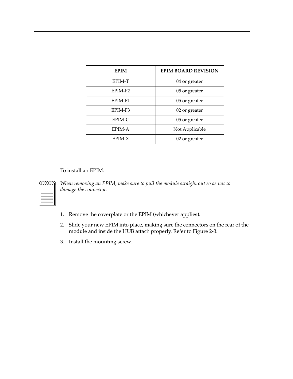 Installing the epim | Cabletron Systems Expansion module 9E106-06 User Manual | Page 18 / 40