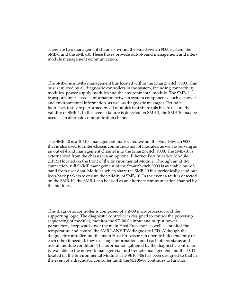 System management buses, Smb-1 bus, Smb-10 bus | System diagnostic controller | Cabletron Systems Expansion module 9E106-06 User Manual | Page 26 / 40