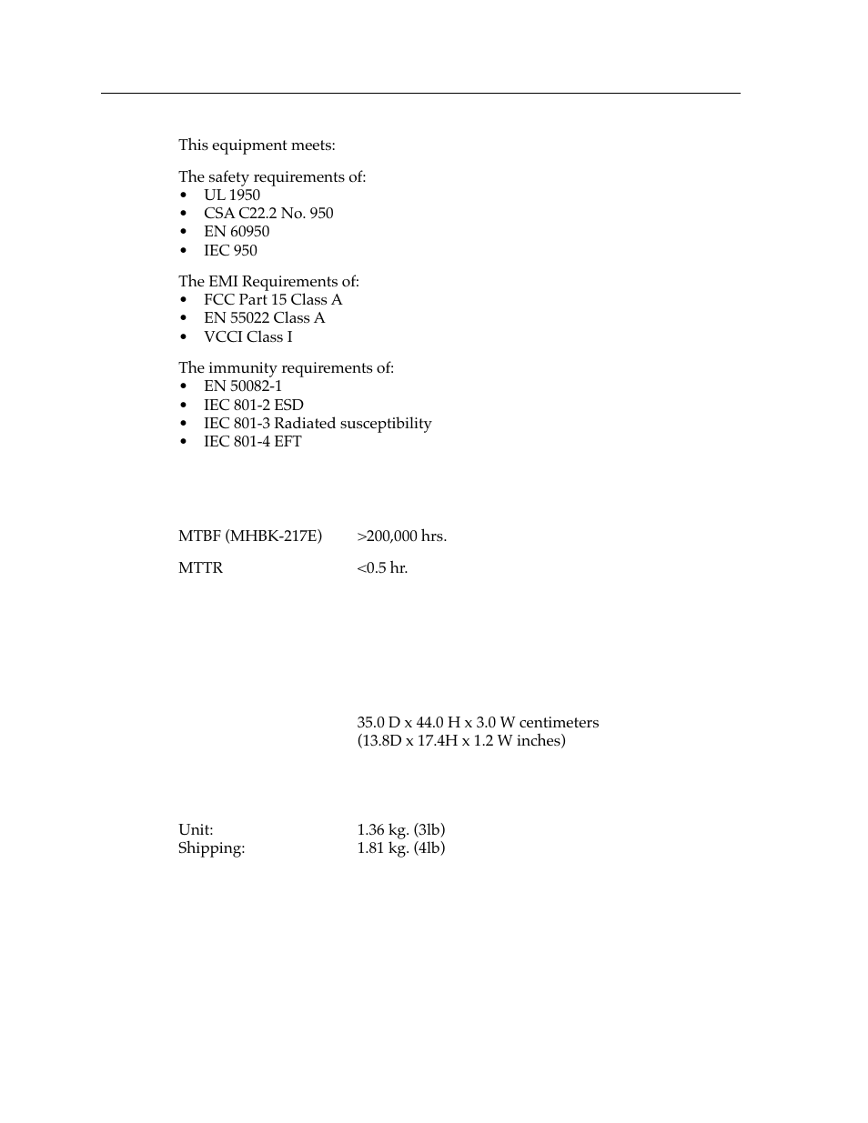 Service, Physical, Dimensions | Weight | Cabletron Systems Expansion module 9E106-06 User Manual | Page 34 / 40