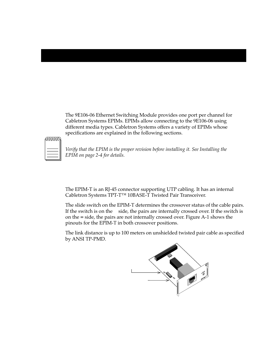 Epims, Epim-t, Appendix a | Cabletron Systems Expansion module 9E106-06 User Manual | Page 35 / 40