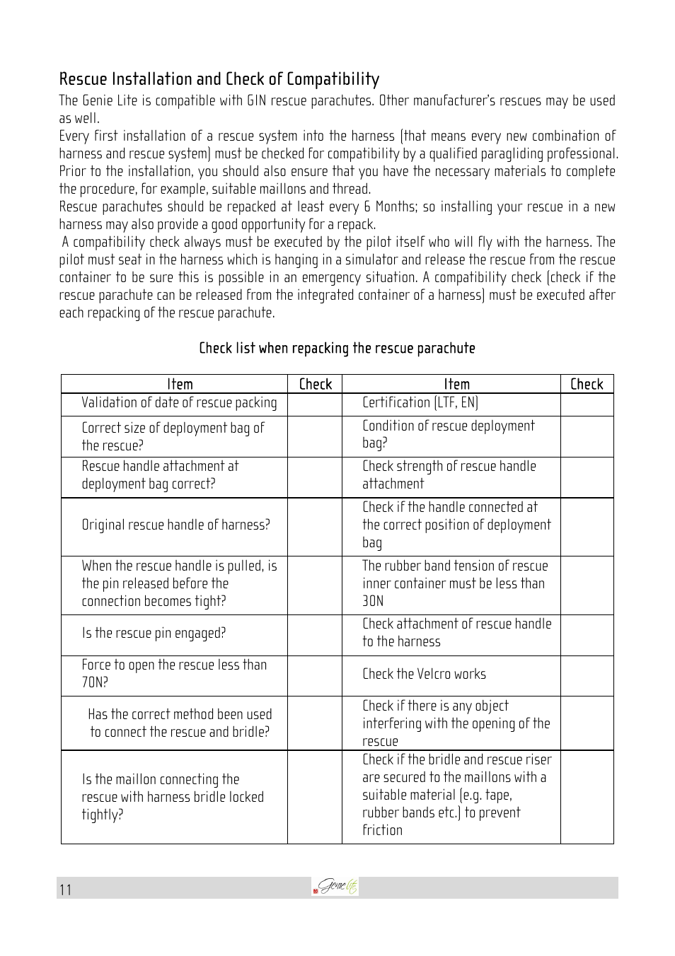 Rescue installation and check of compatibility | GIN Genie Lite User Manual | Page 11 / 23