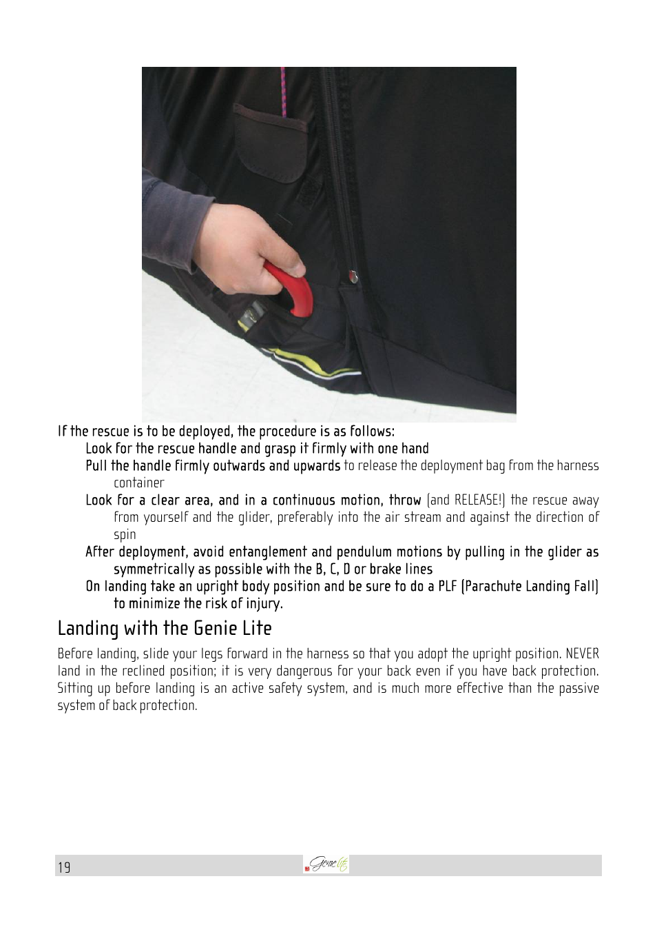 Landing with the genie lite | GIN Genie Lite User Manual | Page 19 / 23