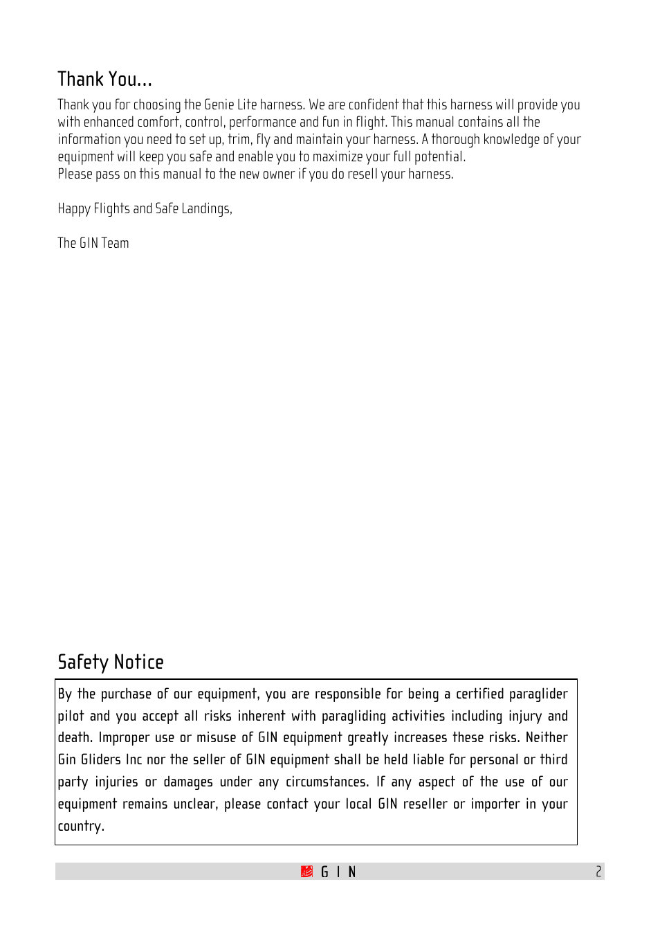 Safety notice | GIN Genie Lite User Manual | Page 2 / 23