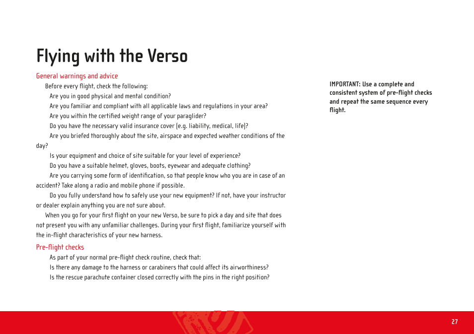 Flying with the verso | GIN Verso User Manual | Page 27 / 36