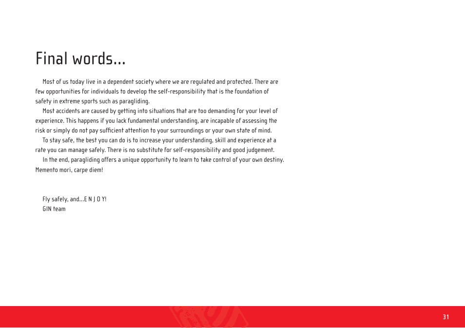 Fuse pilot_harness_manual_en_31, Final words | GIN Fuse pilot User Manual | Page 31 / 34