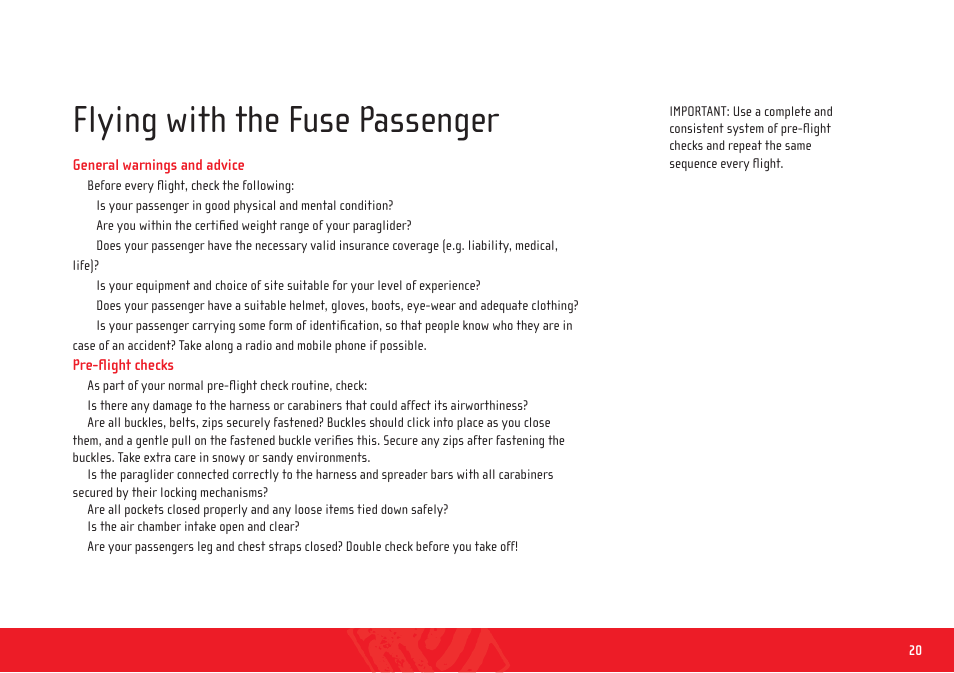 Fuse passenger_manual_en_20, Flying with the fuse passenger | GIN Fuse passenger User Manual | Page 20 / 29