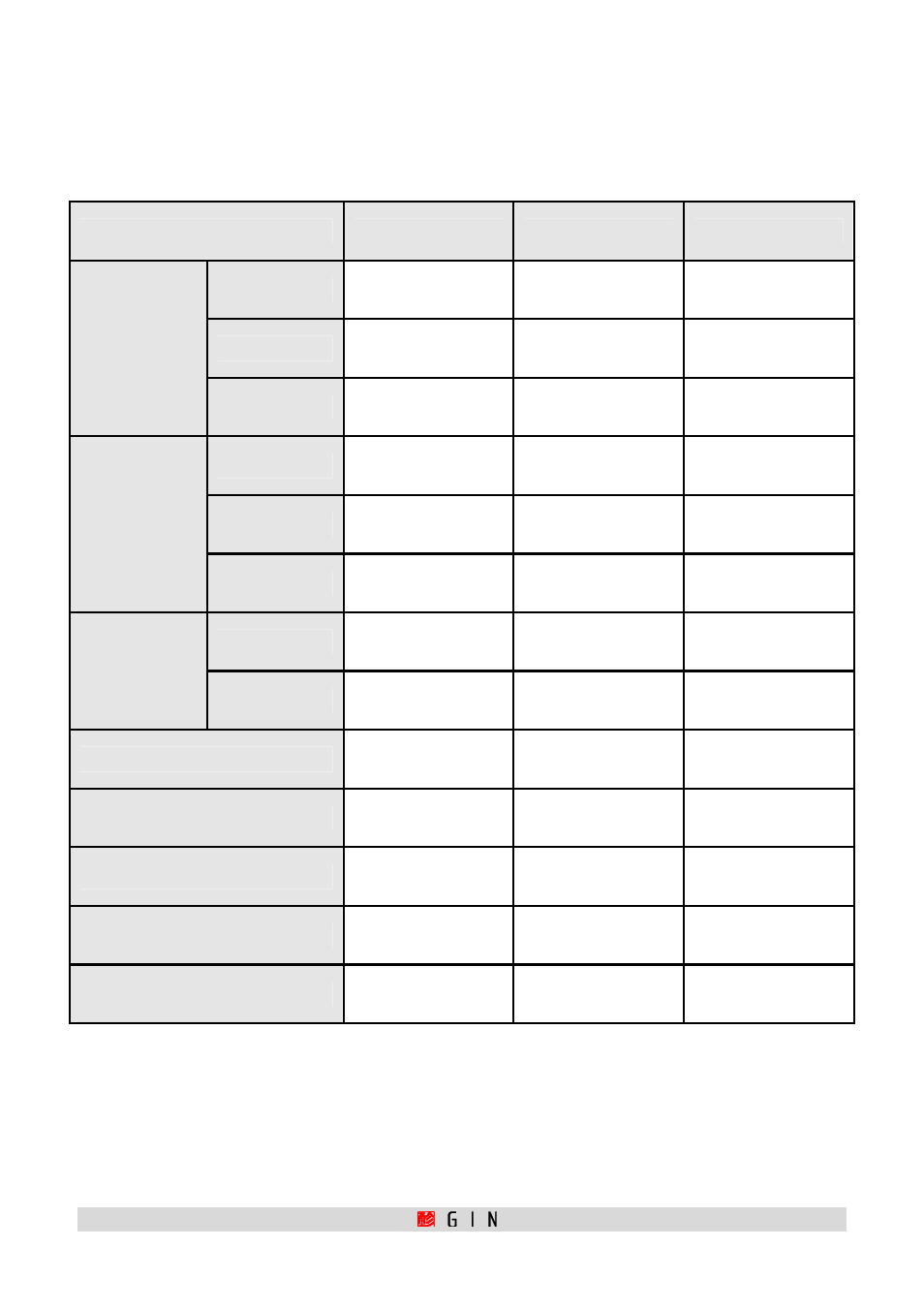 Technical specification data | GIN Mirage User Manual | Page 26 / 29