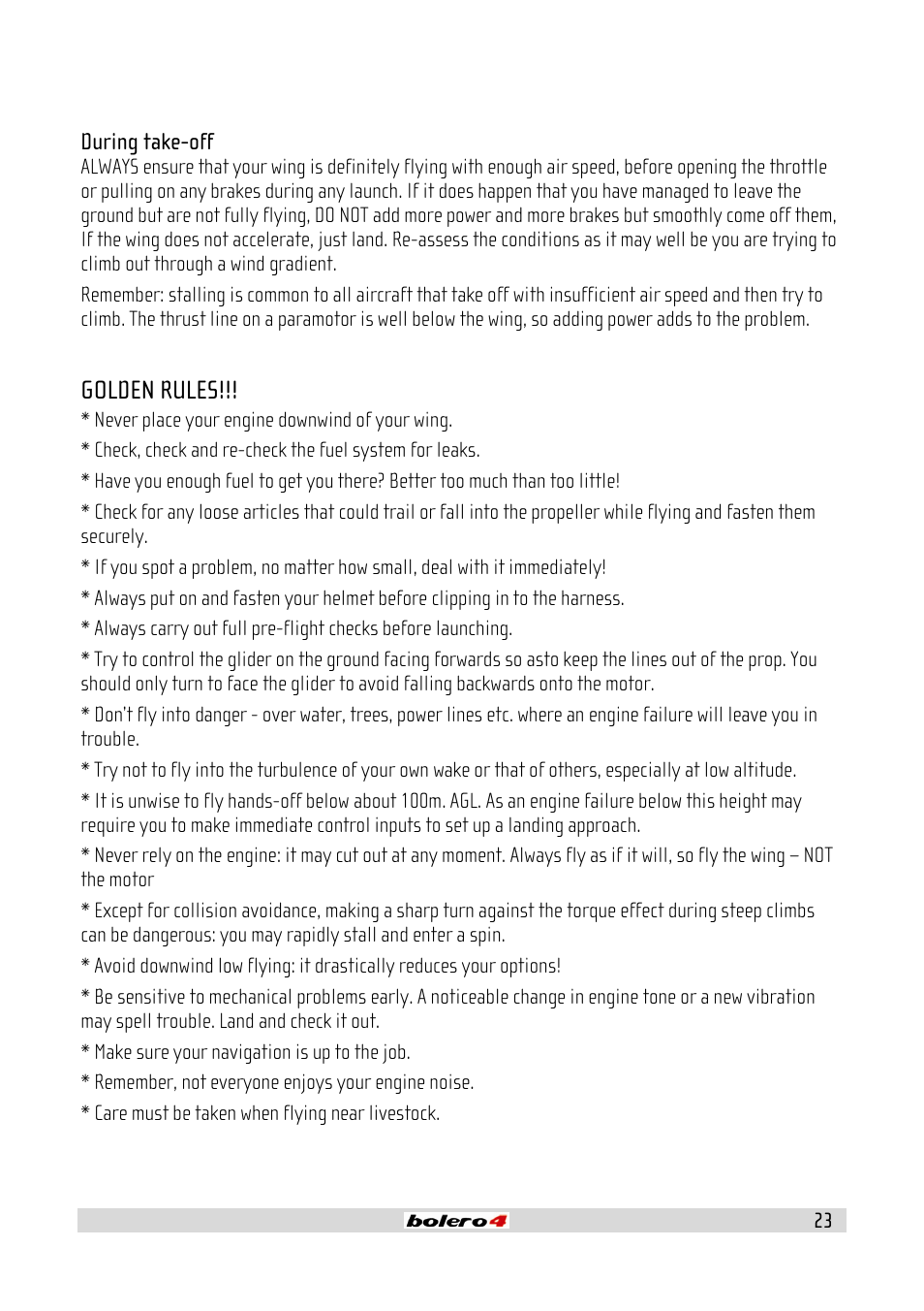 Golden rules | GIN Bolero 4 User Manual | Page 23 / 31