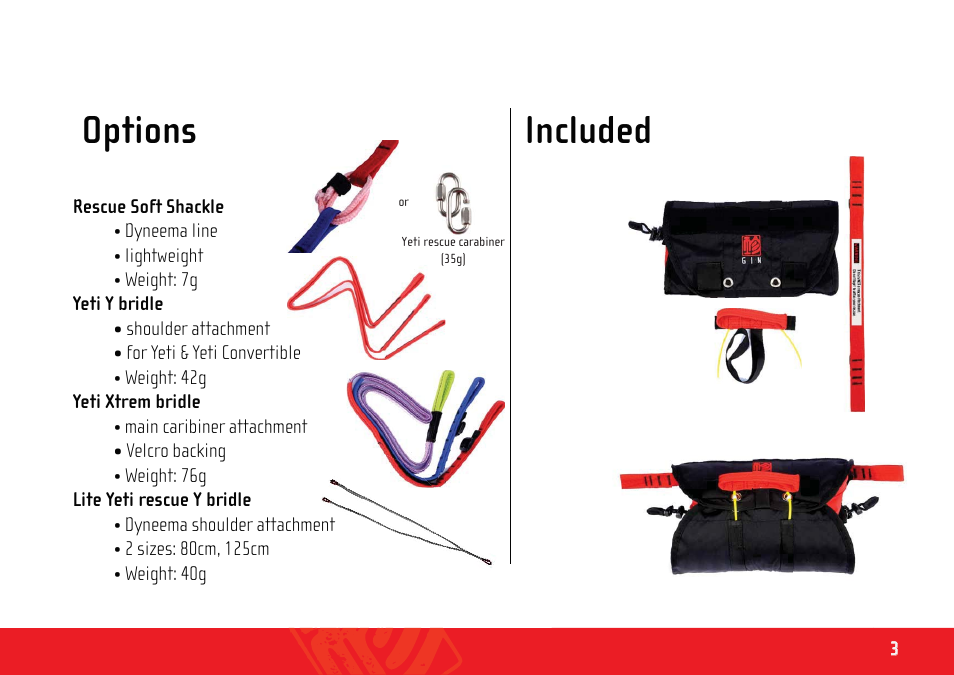 Yeti front rescue_manual_en_small_ 3, Options included | GIN Yeti front container User Manual | Page 3 / 12