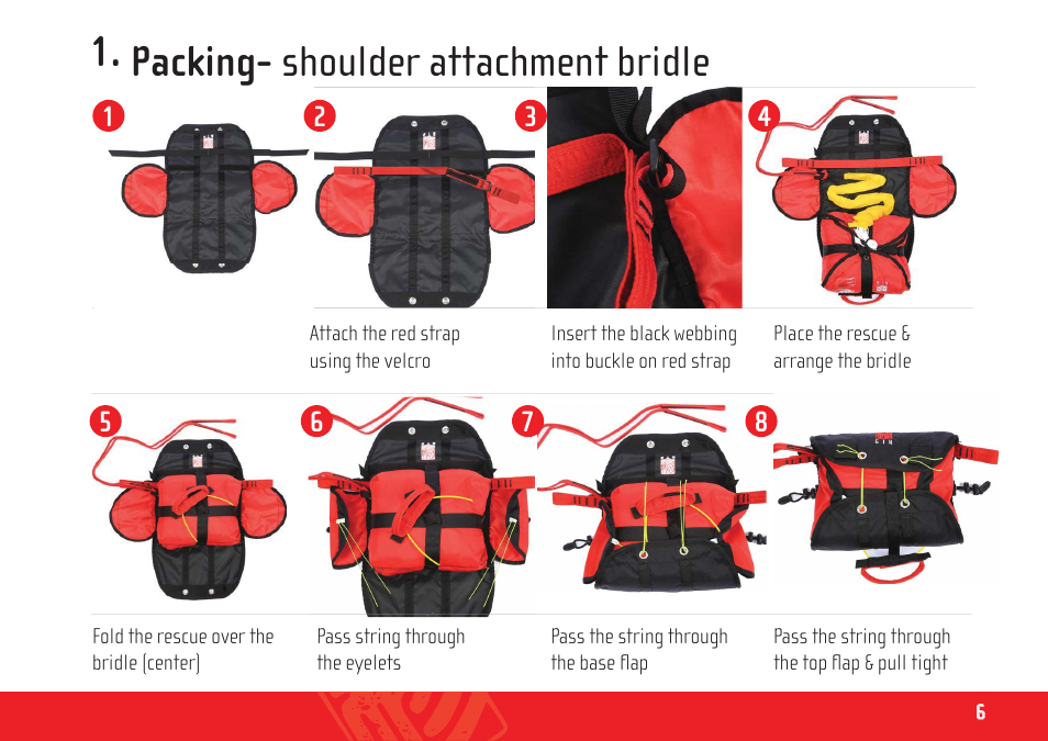 Yeti front rescue_manual_en_small_ 6, Packing- shoulder attachment bridle | GIN Yeti front container User Manual | Page 6 / 12