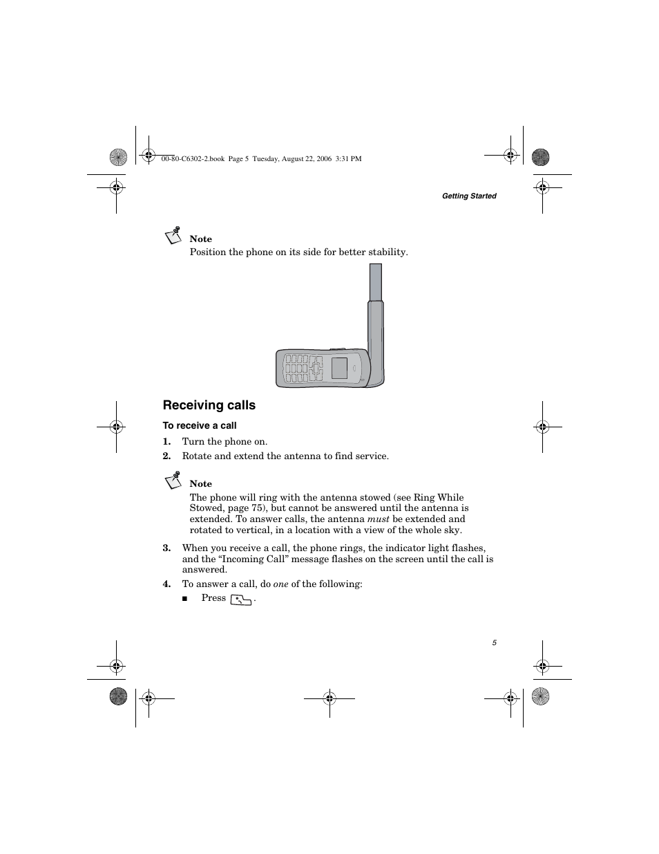 Receiving calls | Globalstar GSP-1700 User Manual V1 User Manual | Page 13 / 118