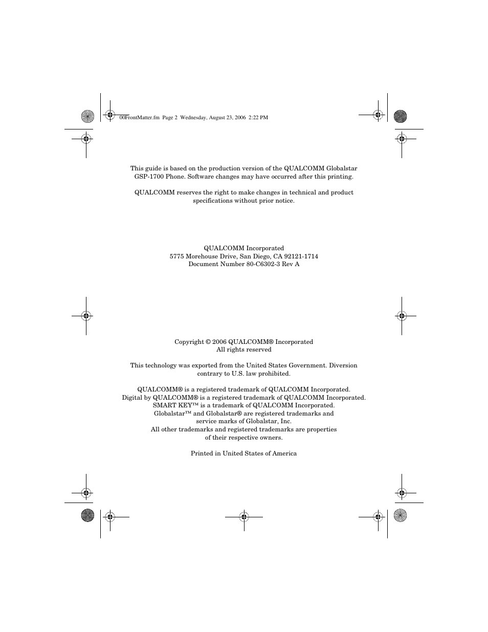 Globalstar GSP-1700 User Manual V1 User Manual | Page 2 / 118