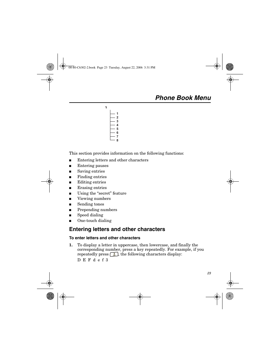 Phone book menu, Entering letters and other characters | Globalstar GSP-1700 User Manual V1 User Manual | Page 31 / 118