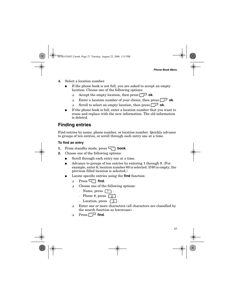 Finding entries | Globalstar GSP-1700 User Manual V1 User Manual | Page 35 / 118