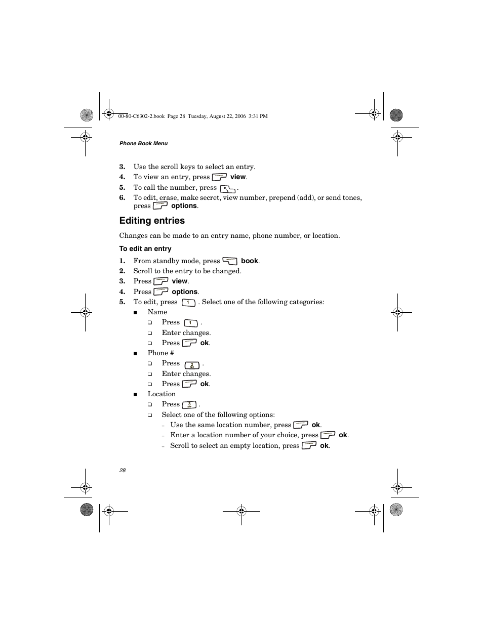 Editing entries | Globalstar GSP-1700 User Manual V1 User Manual | Page 36 / 118