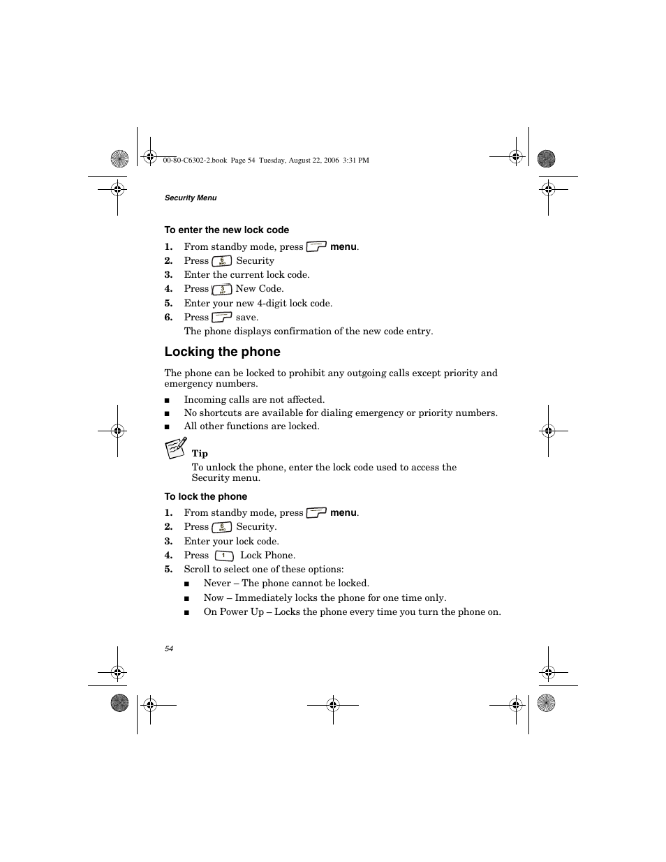 Locking the phone | Globalstar GSP-1700 User Manual V1 User Manual | Page 62 / 118
