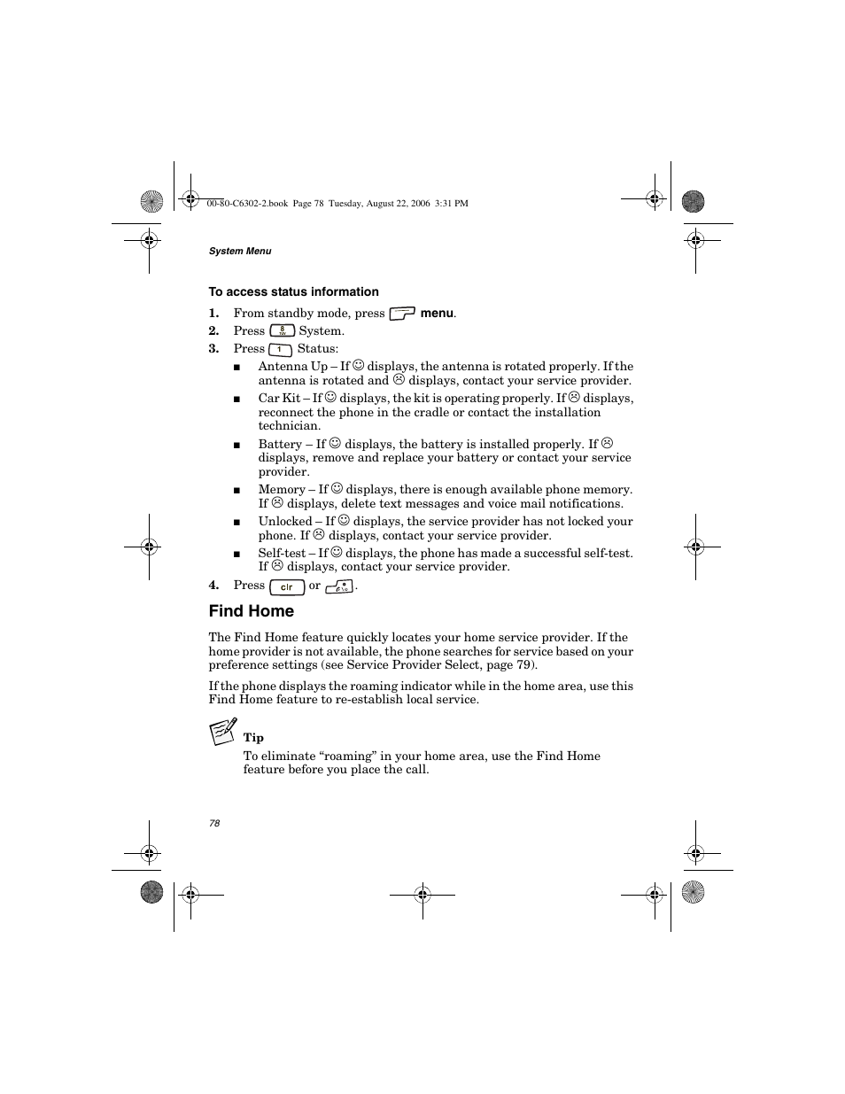 Find home | Globalstar GSP-1700 User Manual V1 User Manual | Page 86 / 118