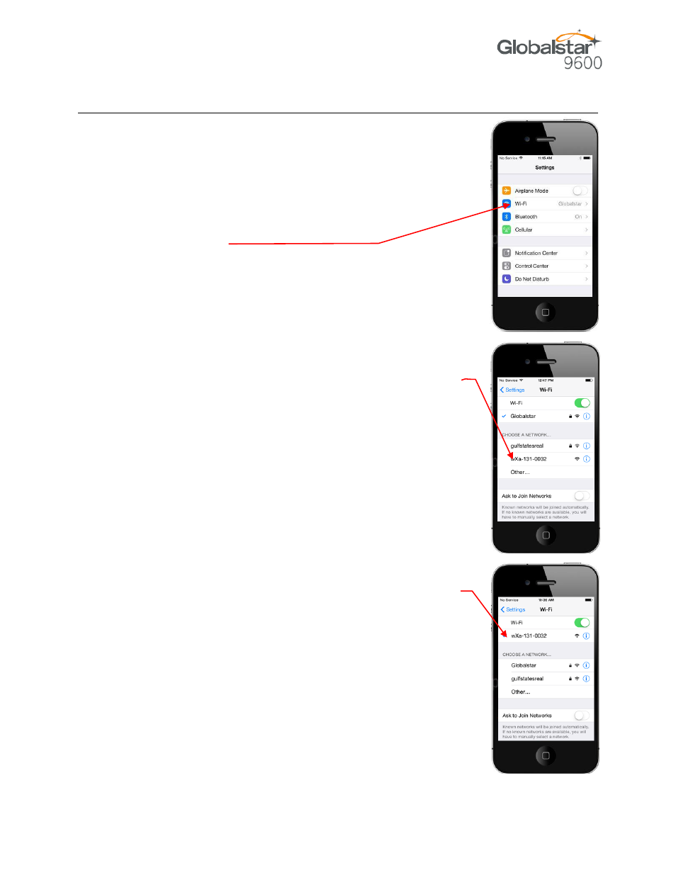 Onnecting to the, Lobalstar, Otspot | Globalstar 9600 User Guide for iOS User Manual | Page 12 / 37