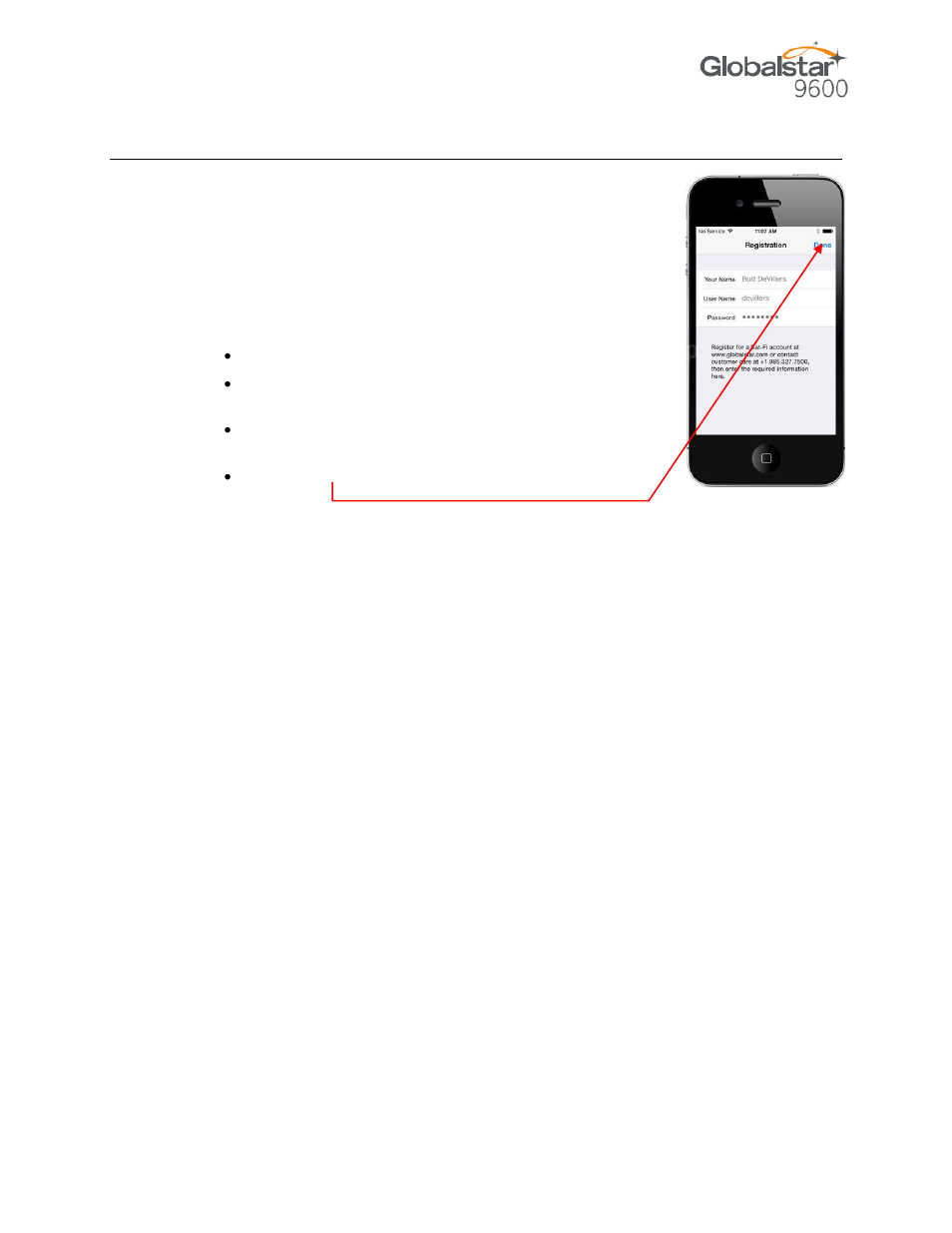 Onfiguring the | Globalstar 9600 User Guide for iOS User Manual | Page 14 / 37