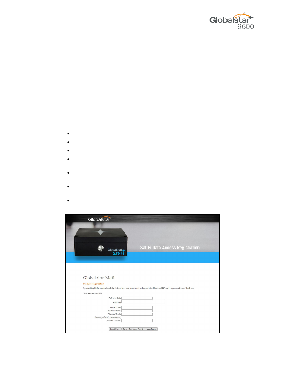 Ctivating the, Sat-fi data access vouchers, Activating the app | Globalstar 9600 User Guide for Android User Manual | Page 10 / 40