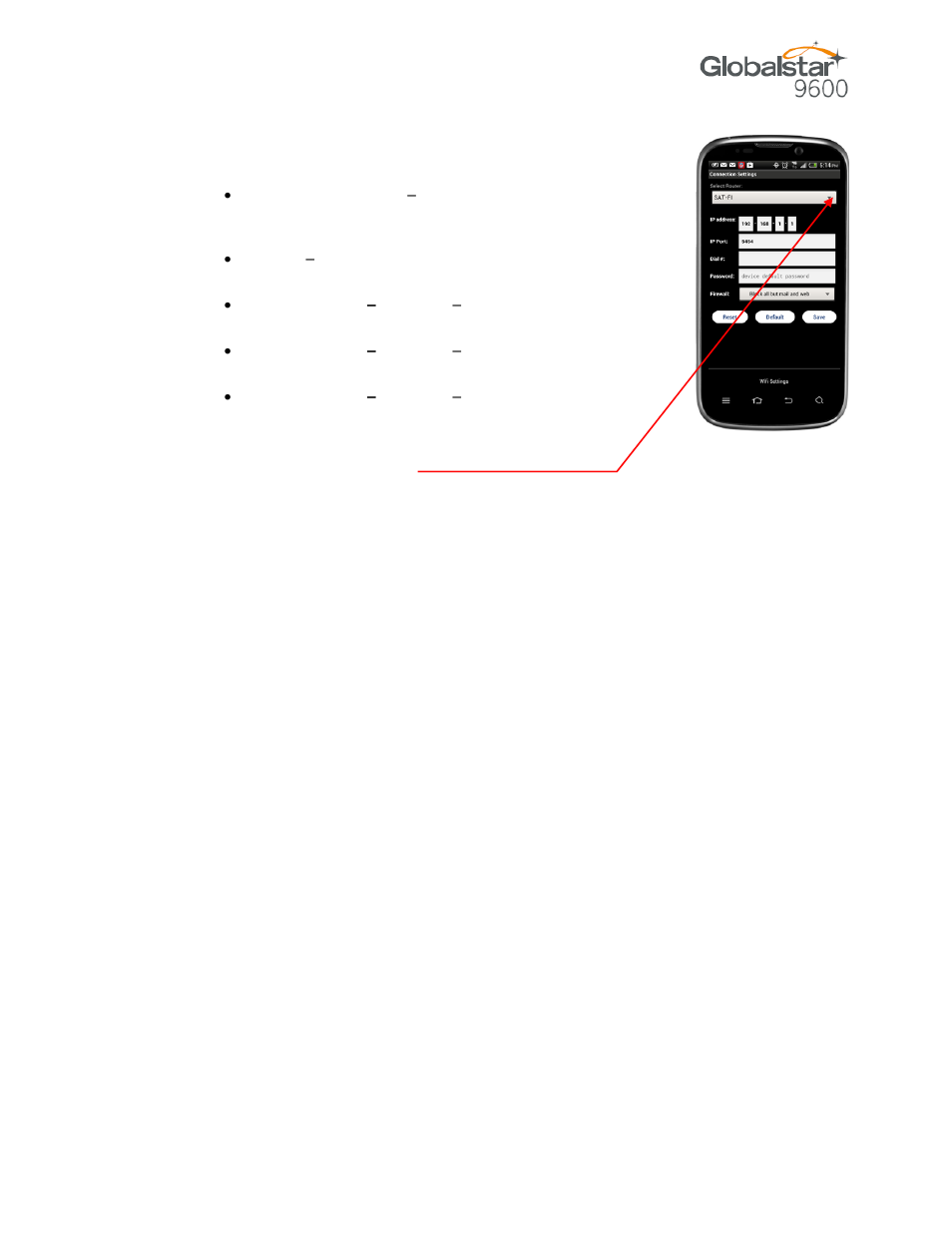 Globalstar 9600 User Guide for Android User Manual | Page 15 / 40