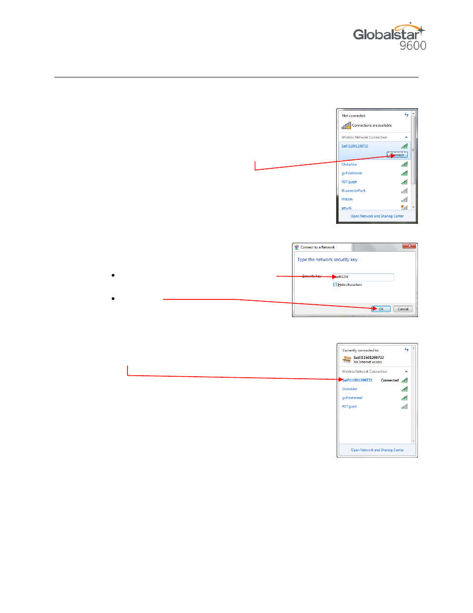 Onnecting to the, Otspot | Globalstar 9600 User Guide for Windows User Manual | Page 13 / 31