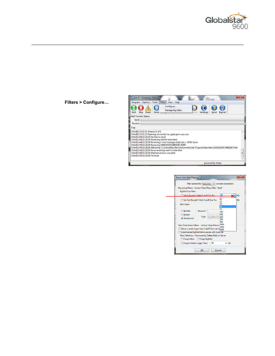 Ncreasing, Ecreasing, Mail | Imit | Globalstar 9600 User Guide for Windows User Manual | Page 20 / 31
