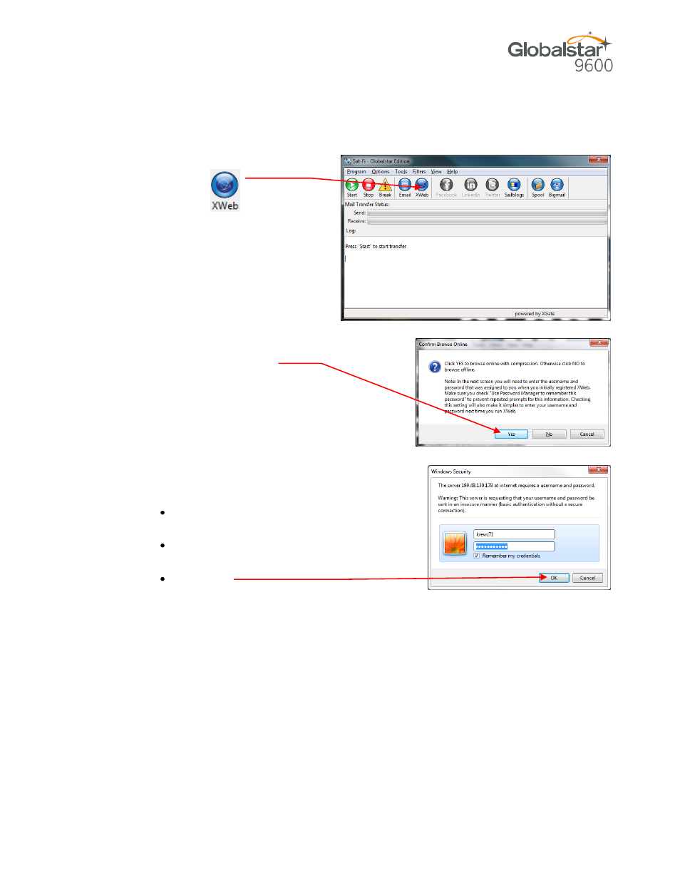 Web browsing | Globalstar 9600 User Guide for Windows User Manual | Page 31 / 31