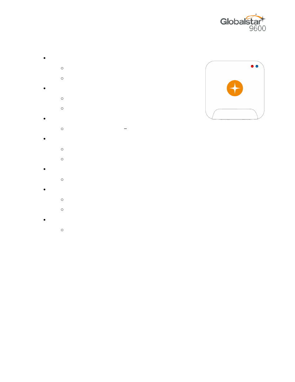 Globalstar 9600 led indicators | Globalstar 9600 User Guide for Windows User Manual | Page 6 / 31
