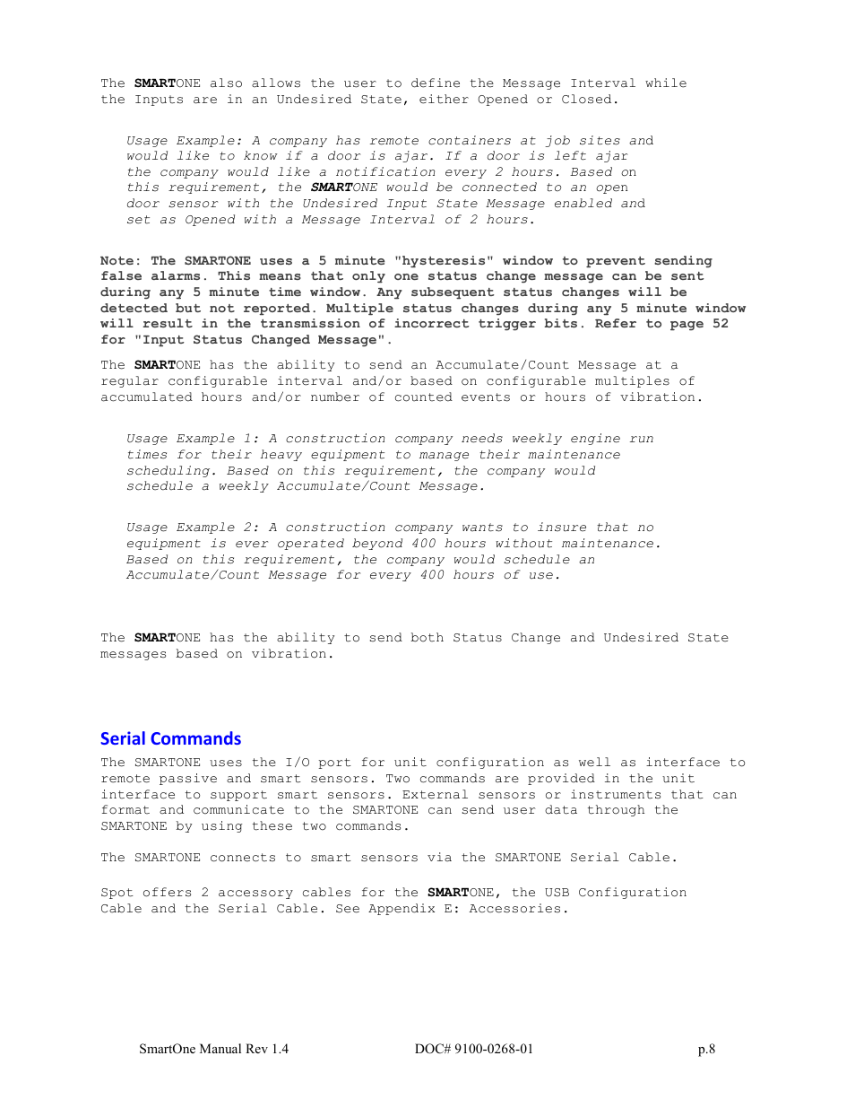 Serial commands | Globalstar SmartOne User Manual | Page 8 / 86