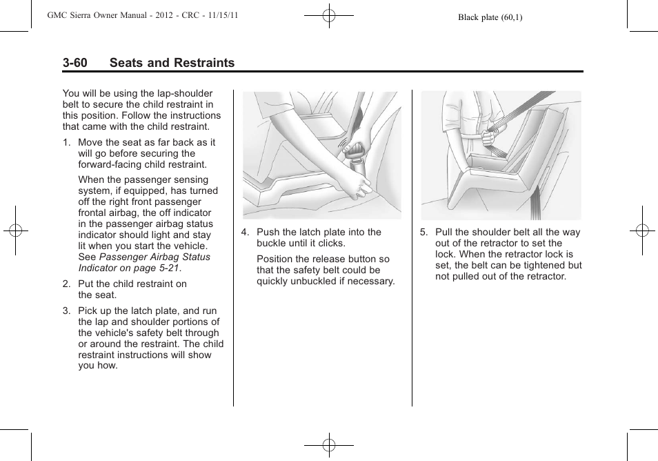 60 seats and restraints | GMC 2012 Sierra User Manual | Page 128 / 556