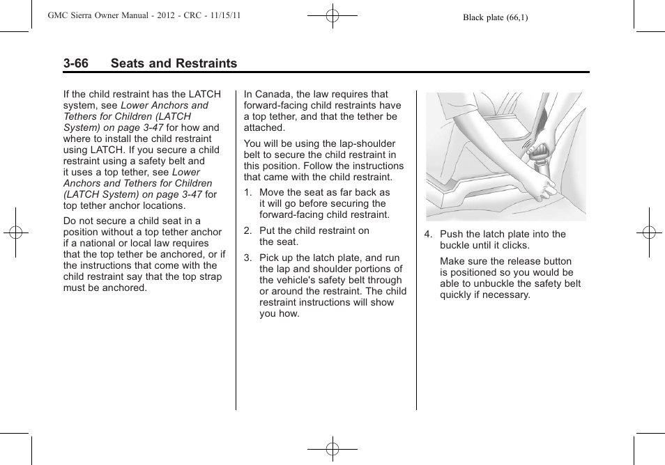 66 seats and restraints | GMC 2012 Sierra User Manual | Page 134 / 556