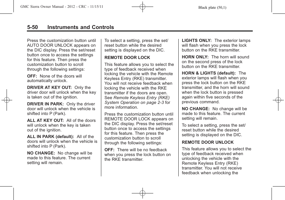 50 instruments and controls | GMC 2012 Sierra User Manual | Page 188 / 556