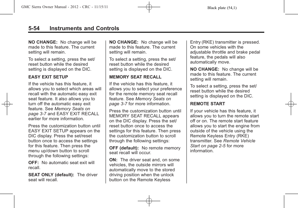 54 instruments and controls | GMC 2012 Sierra User Manual | Page 192 / 556
