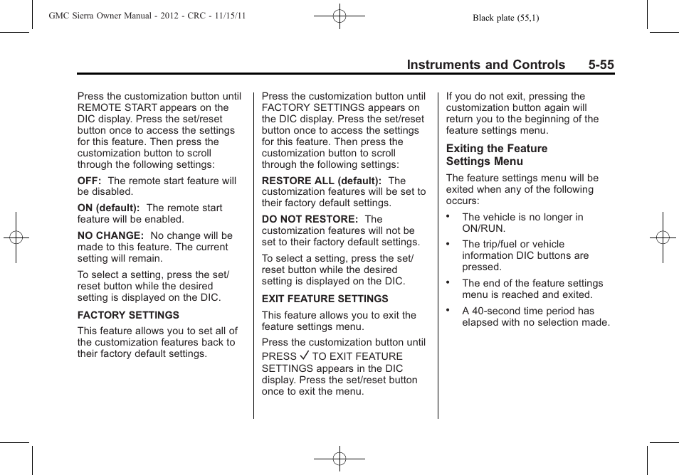 Instruments and controls 5-55 | GMC 2012 Sierra User Manual | Page 193 / 556