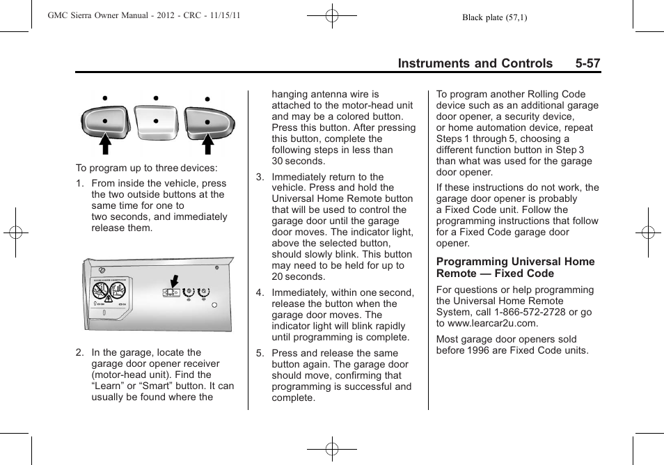 Instruments and controls 5-57 | GMC 2012 Sierra User Manual | Page 195 / 556