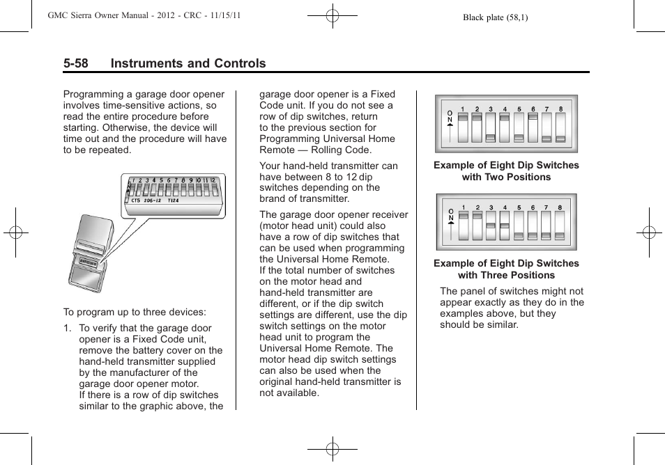 58 instruments and controls | GMC 2012 Sierra User Manual | Page 196 / 556