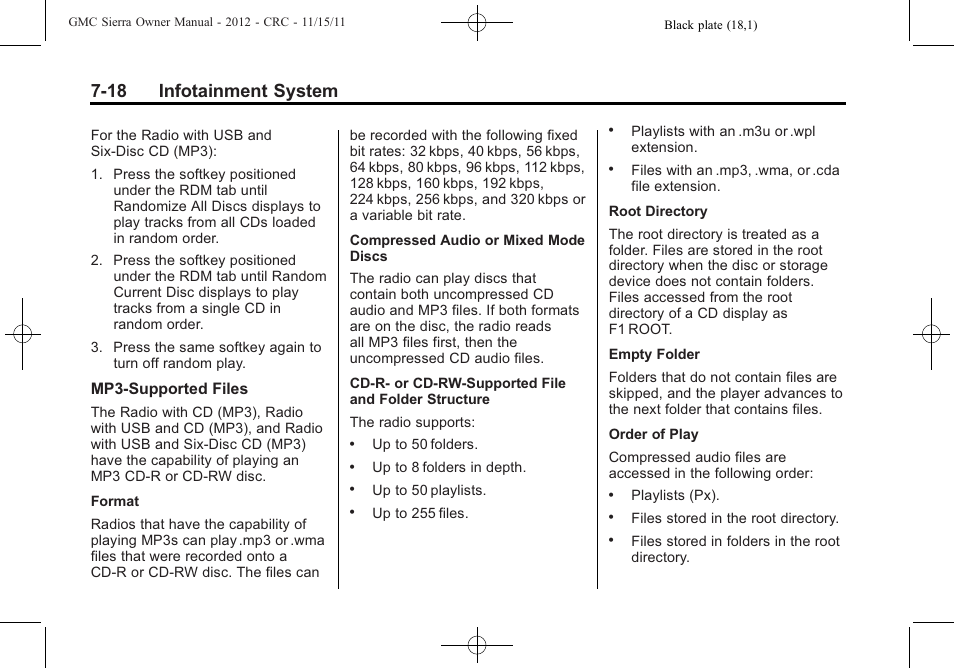 18 infotainment system | GMC 2012 Sierra User Manual | Page 228 / 556