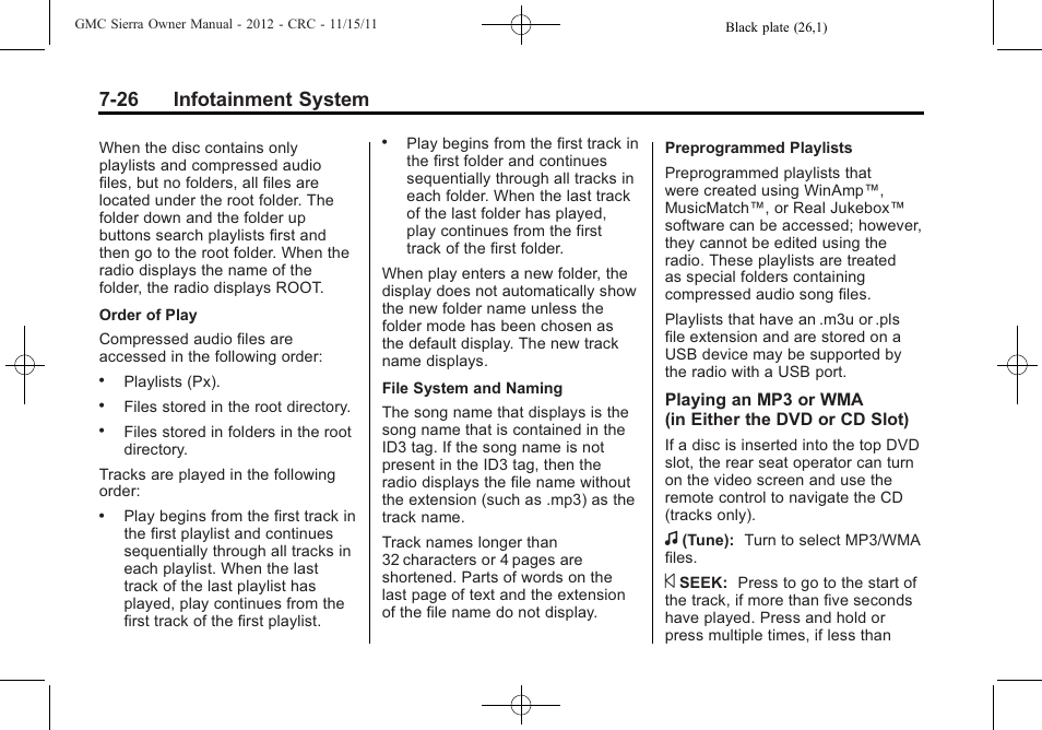 26 infotainment system | GMC 2012 Sierra User Manual | Page 236 / 556