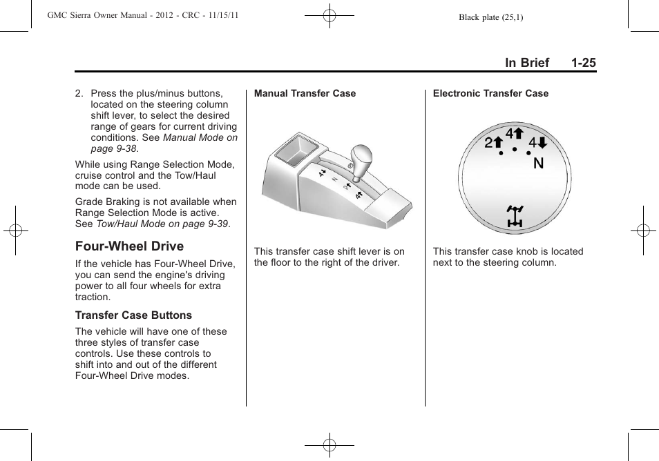 Four-wheel drive, Drive -25 | GMC 2012 Sierra User Manual | Page 31 / 556