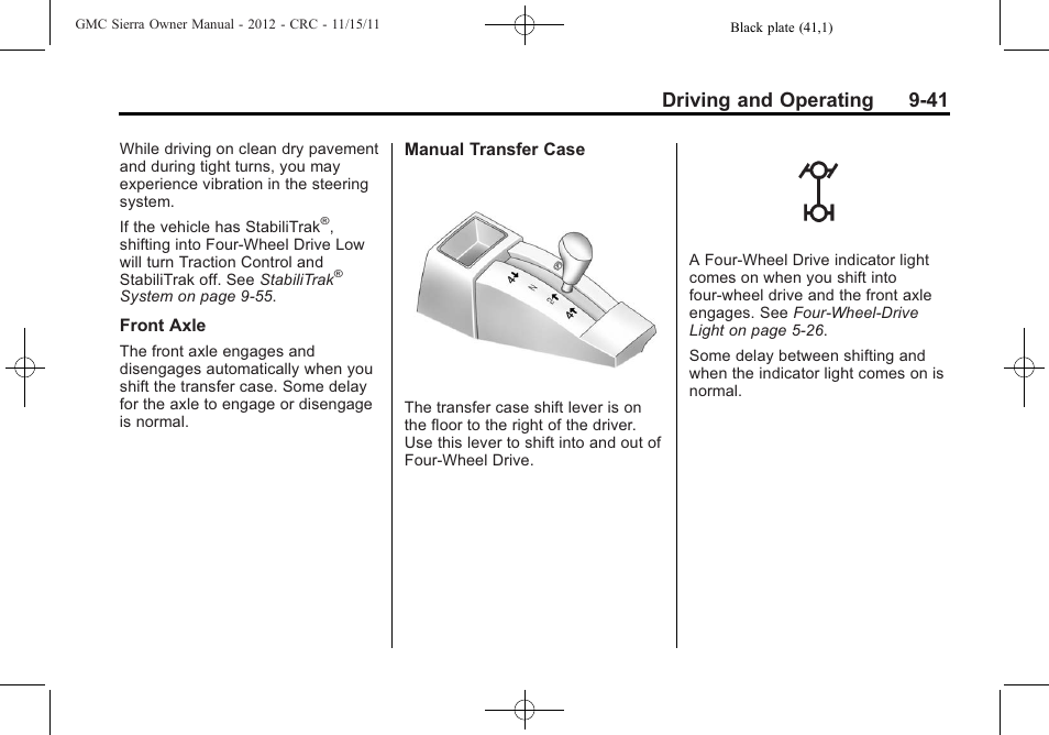 Driving and operating 9-41 | GMC 2012 Sierra User Manual | Page 317 / 556