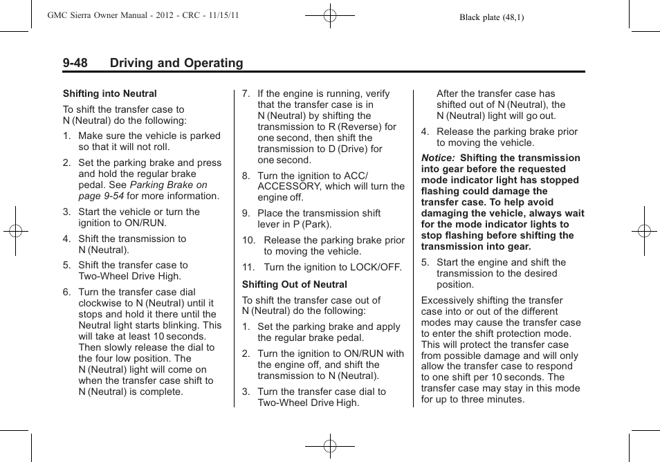 48 driving and operating | GMC 2012 Sierra User Manual | Page 324 / 556