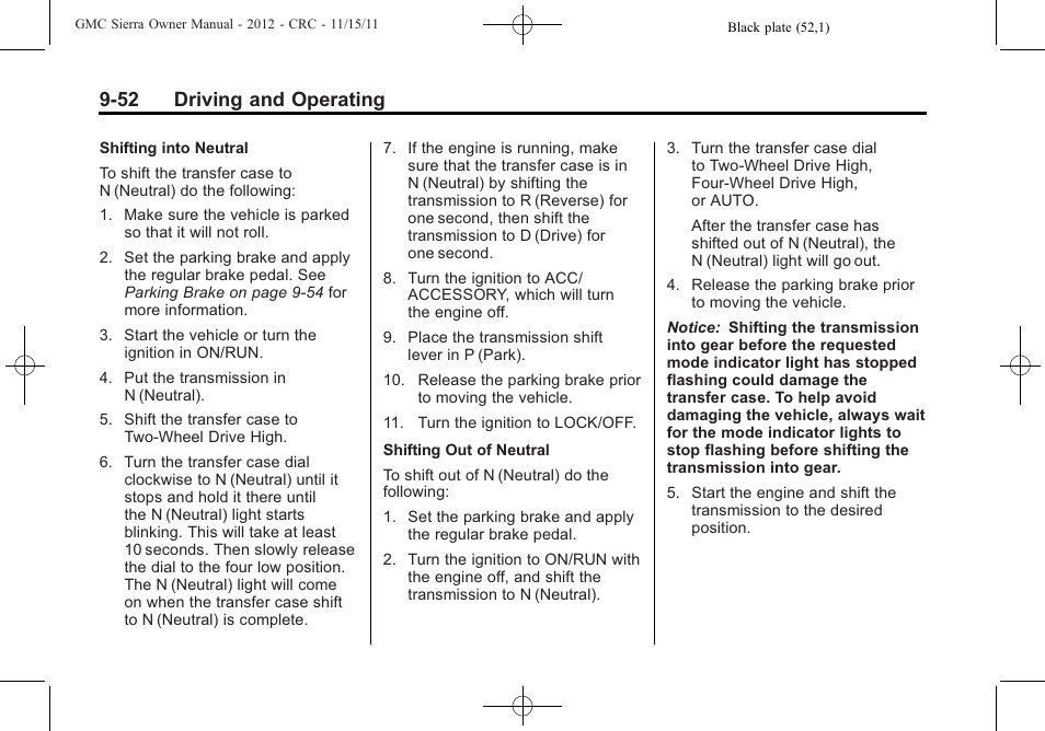 52 driving and operating | GMC 2012 Sierra User Manual | Page 328 / 556
